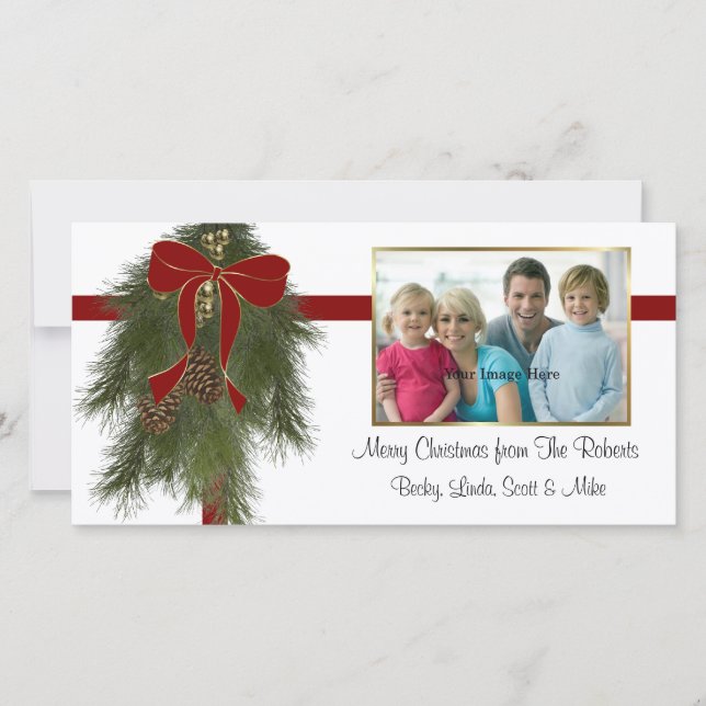Christmas Pine Bough Photo Card (Front)