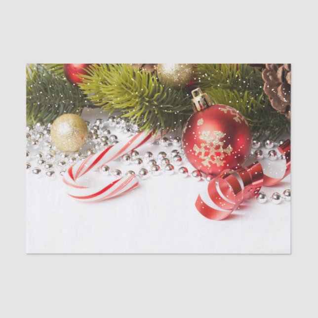 Christmas Pine Branch Lanterns And Pearl Tissue Paper (Front)