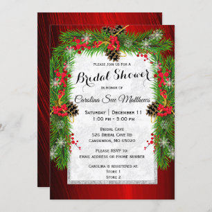 Christmas Pine Bridal Shower Invitation