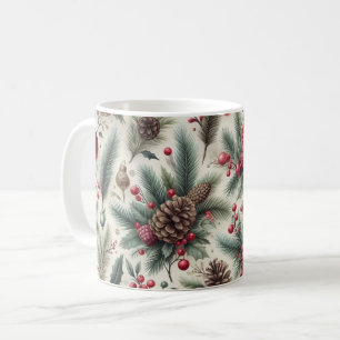 Christmas Pine Cone Candy Cane Coffee Mug