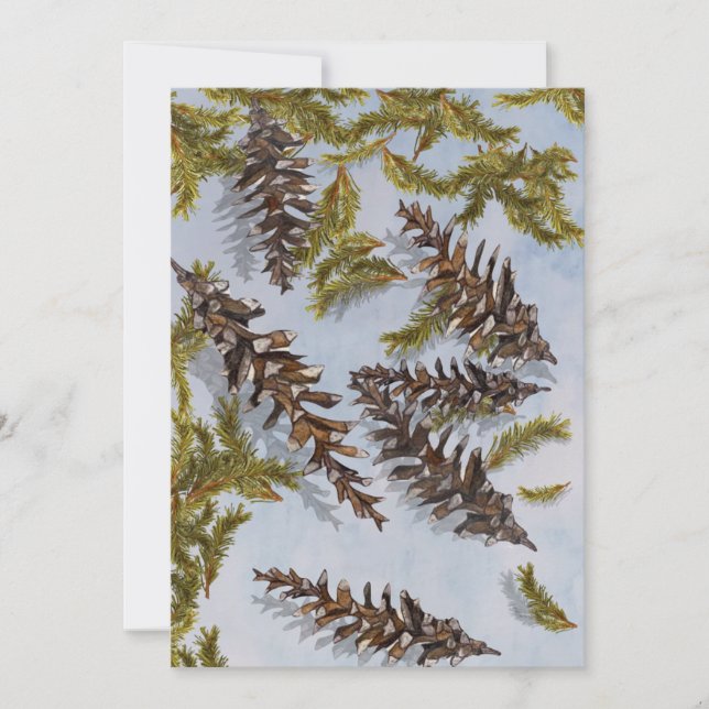 Christmas pine cone evergreen branches card (Front)