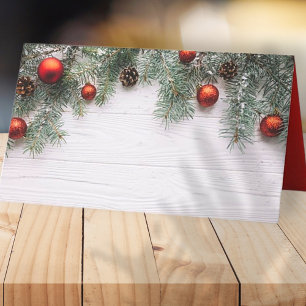 Christmas Pine Cones and Ornaments Holiday Place Card