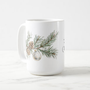 Christmas Pine Cones Branch and Ornament Coffee Mug