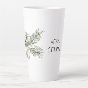 Christmas Pine Cones Branch and Ornament Latte Mug