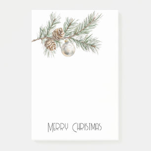 Christmas Pine Cones Branch and Ornament Post-it Notes