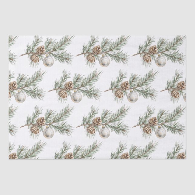 Christmas Pine Cones Branch Ornament Tissue Paper (Front)