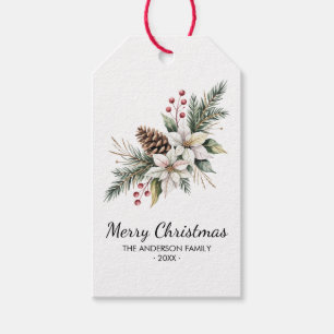Christmas Pine Cones Branches flowers holly berry Gift Tags