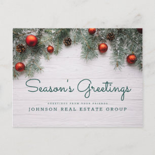 Christmas Pine Cones Business Season's Greetings Postcard