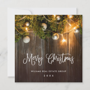 Christmas Pine Cones Corporate Rustic Greeting Holiday Card