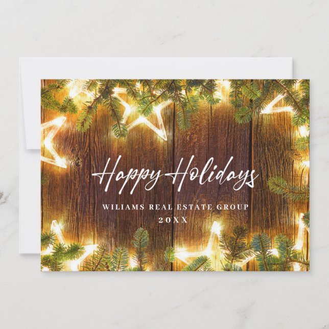 Christmas Pine Cones Corporate Rustic Greeting Holiday Card (Front)
