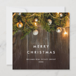 Christmas Pine Cones Corporate Rustic Greeting Holiday Card