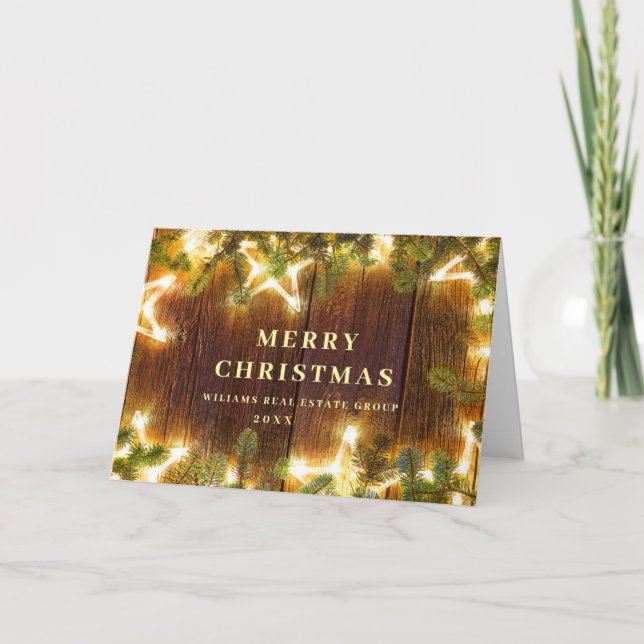 Christmas Pine Cones Corporate Rustic Greeting Holiday Card (Front)