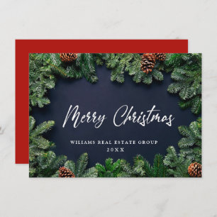 Christmas Pine Cones Corporate Rustic Greeting Holiday Card