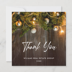 Christmas Pine Cones Corporate Rustic Holiday Boho Thank You Card