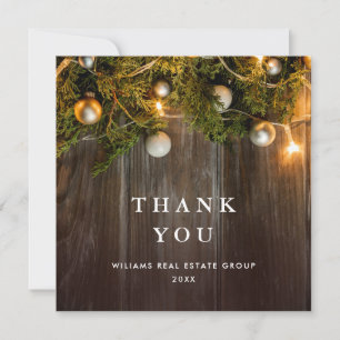 Christmas Pine Cones Corporate Rustic Holiday Boho Thank You Card