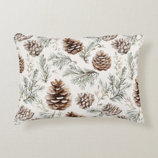 Christmas Pine Cones Decorative Cushion (Front)