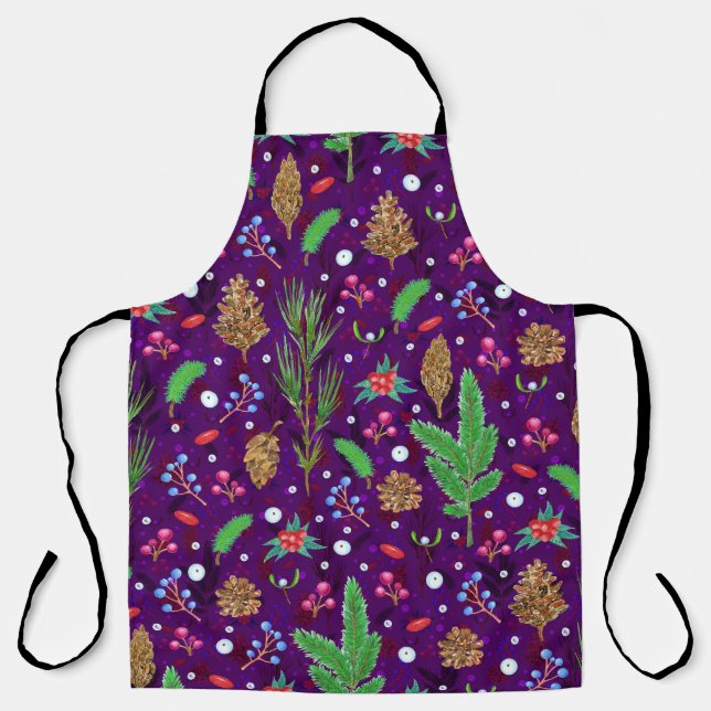 Christmas Pine Cones: Festive Seamless Apron (Front)