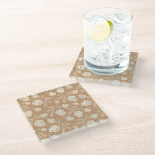 Christmas pine cones glass coaster