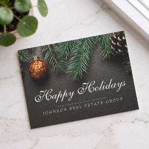 Christmas Pine Cones Happy Holidays Greeting Postcard