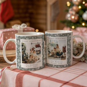 Christmas Pine Cones & Leaves Green Pattern Photos Coffee Mug