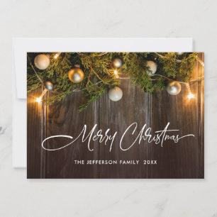 Christmas Pine Cones Rustic Greeting Boho Holiday Card