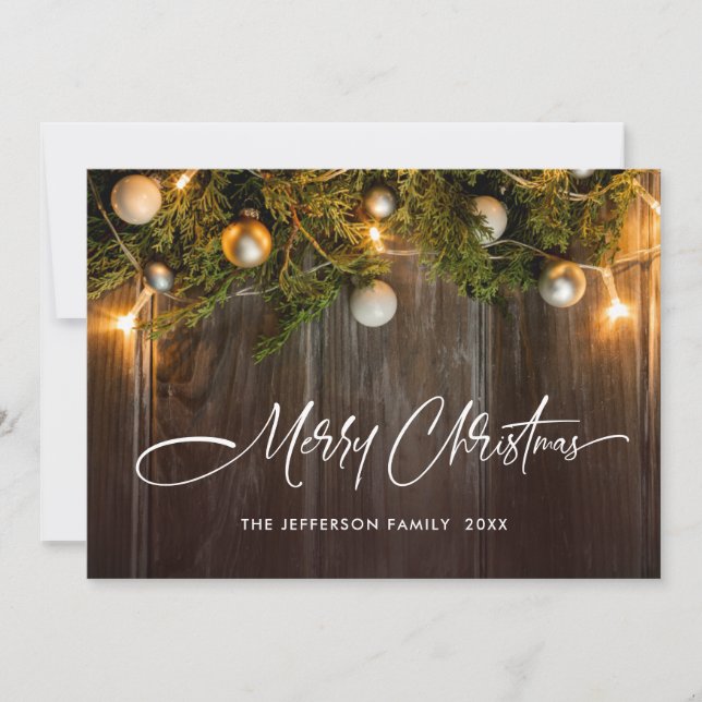 Christmas Pine Cones Rustic Greeting Boho Holiday Card (Front)