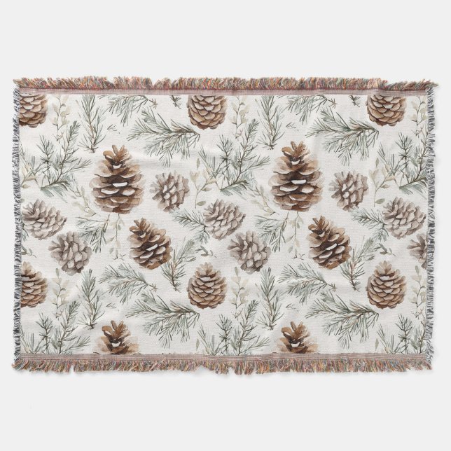 Christmas Pine Cones Throw Blanket (Front)