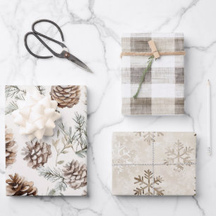 Christmas Pine Cones Wrapping Paper Sheet