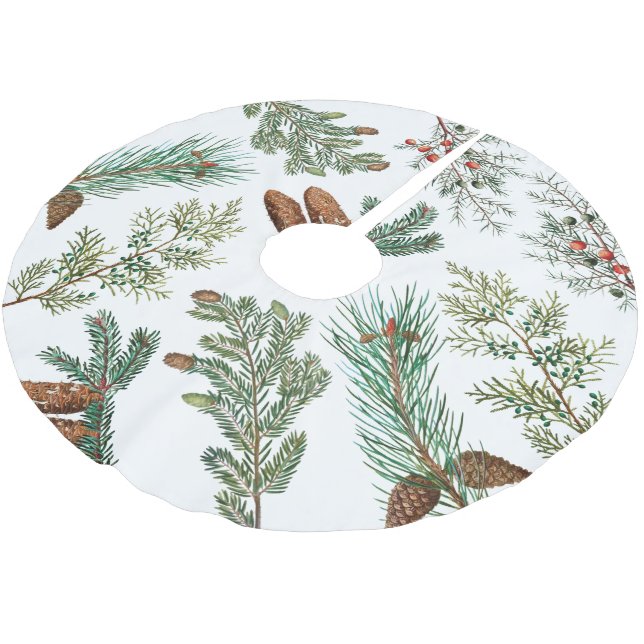 Christmas Pine Conifer Forest Festive Brushed Polyester Tree Skirt (Angled)