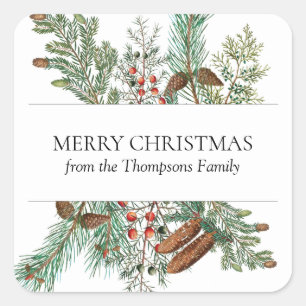 Christmas Pine Conifer Forest Festive Evergreen Square Sticker