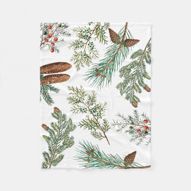 Christmas Pine Conifer Forest Festive Fleece Blanket (Front)