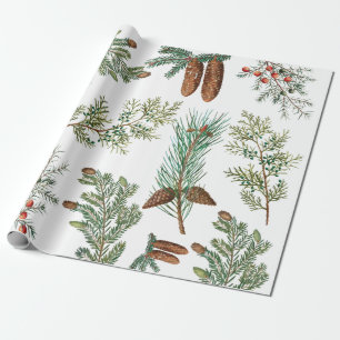 Christmas Pine Conifer Forest Festive Wrapping Paper