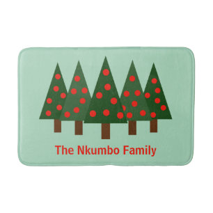 Christmas Pine Forest Personalised Name Bath Mat
