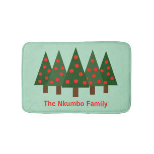 Christmas Pine Forest Personalised Name Bath Mat