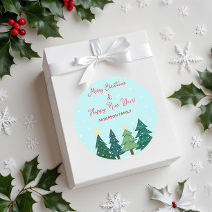Christmas Pine  Forest Tree Merry Christmas Classic Round Sticker