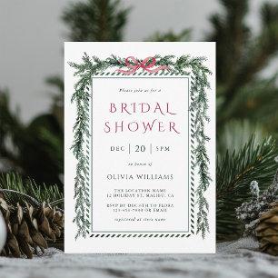 Christmas Pine Garland Bridal Shower Invitation