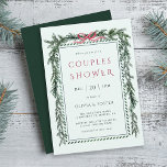Christmas Pine Garland Couples Shower Mint Green Invitation<br><div class="desc">This elegant couples shower invitation features a watercolor Christmas pine garland accented with a red charming ribbon bow.</div>