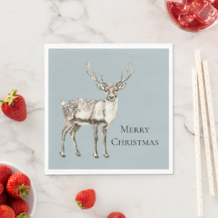 Christmas Pine Green Rustic Deer  Napkin