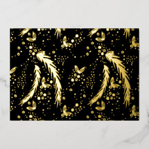 Christmas Pine Needles Photo Back PEACE LOVE JOY Foil Holiday Card