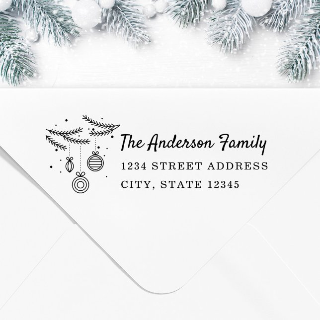 Christmas Pine Ornaments Custom Family Name Self-inking Stamp (Creator Uploaded)