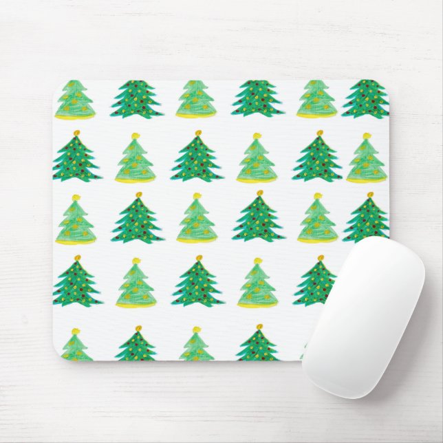 Christmas Pine Pattern Mouse Mat (With Mouse)