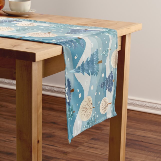 Christmas pine pattern short table runner (In Situ)