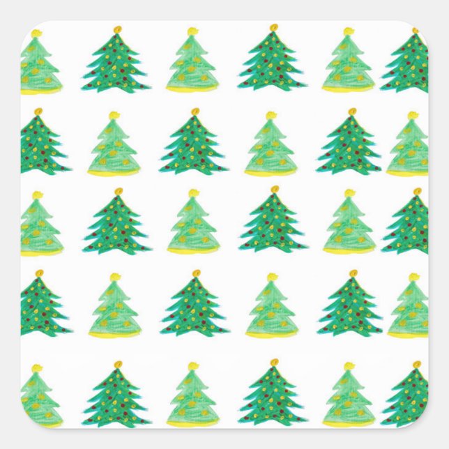 Christmas Pine Pattern Square Sticker (Front)