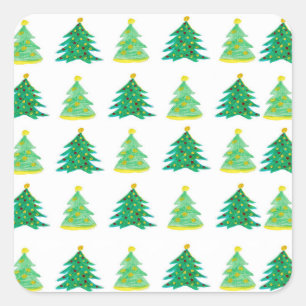 Christmas Pine Pattern Square Sticker