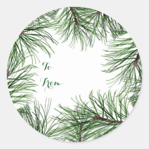 Christmas Pine Round Stickers