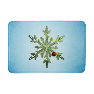 Christmas Pine Snowflake Bath Mat
