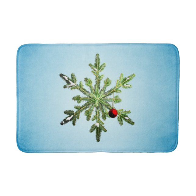 Christmas Pine Snowflake Bath Mat (Front)