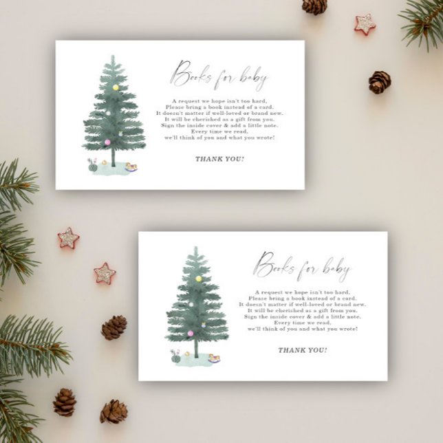 Christmas pine tree gender neutral books for baby enclosure card (Creator Uploaded)