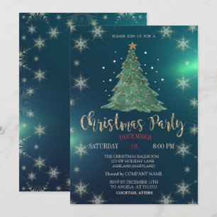 Christmas Pine Tree,Green Company Party Invitation
