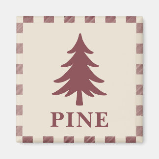 Christmas Pine Tree Magnet Rustic Burgundy